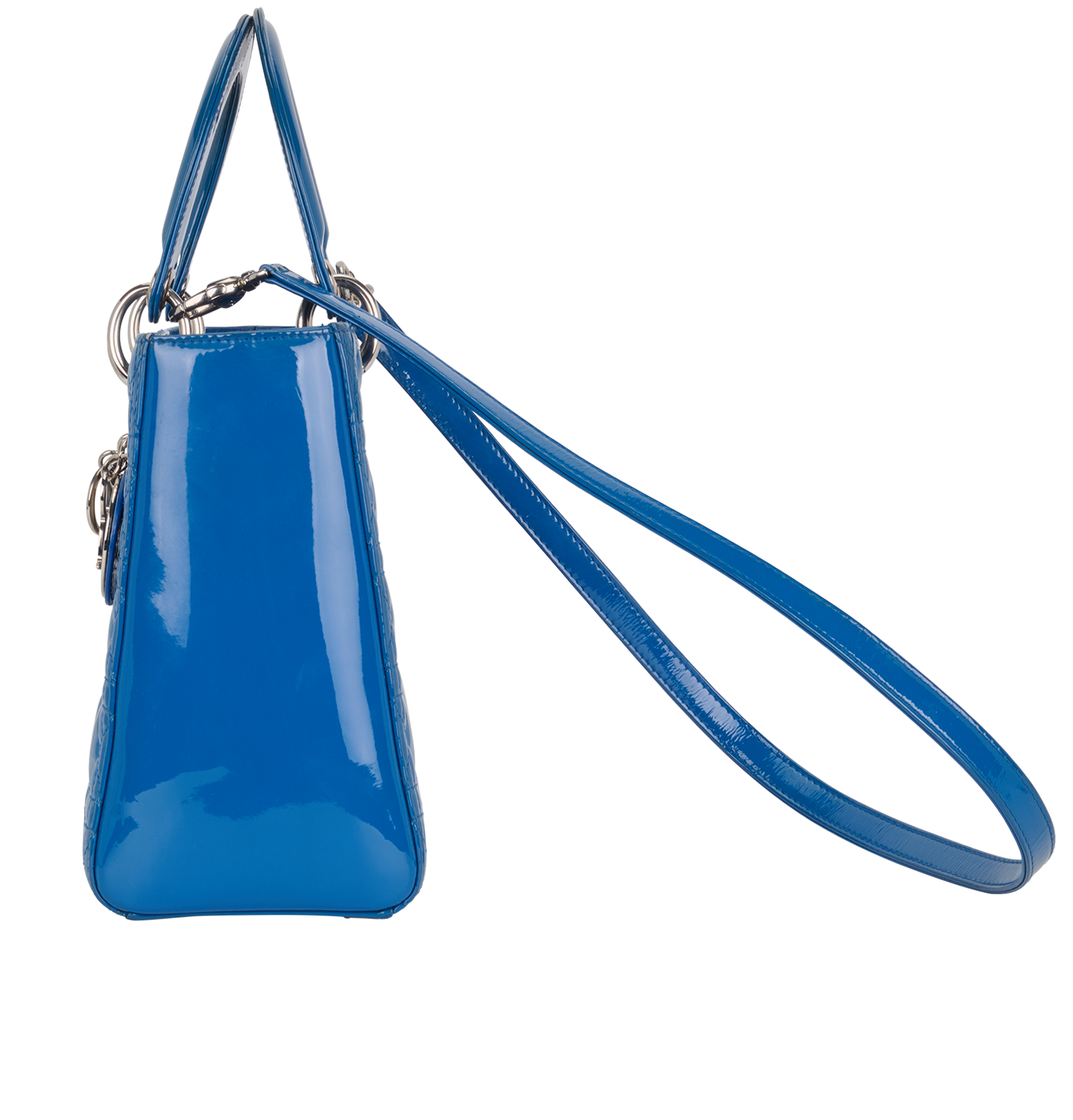 Medium Lady Dior, &pound;1,200, Handbags, Blue, Patent Leather, Bottom view